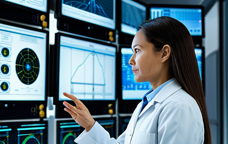 A confident, professional female nuclear engineer, fully clothed in a modest, clean lab coat over a light blue button-down shirt and dark trousers, standing purposefully in a bright, futuristic control room. She is interacting with advanced holographic displays that show schematics of a Compact Modular Reactor (SMR). The background is a blurred, high-tech, clean energy research facility, emphasizing innovation and comprehensive government support for cutting-edge nuclear technology. safe for work, appropriate content, fully clothed, professional dress, perfect anatomy, correct proportions, natural pose, well-formed hands, proper finger count, natural body proportions, high-resolution, professional photography, studio lighting, sharp focus.