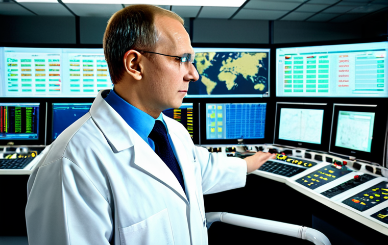 원자력 기술자의 윤리와 책임 - Nuclear Engineer in Control Room**
"A serious, focused nuclear engineer, fully clothed in appropria...