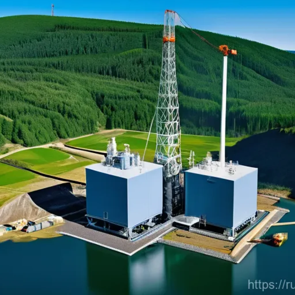 원자력 발전소의 최신 시공 기술 - **Image Prompt: Small Modular Reactor (SMR) Deployment in a Remote, Clean Landscape**
"A photore...