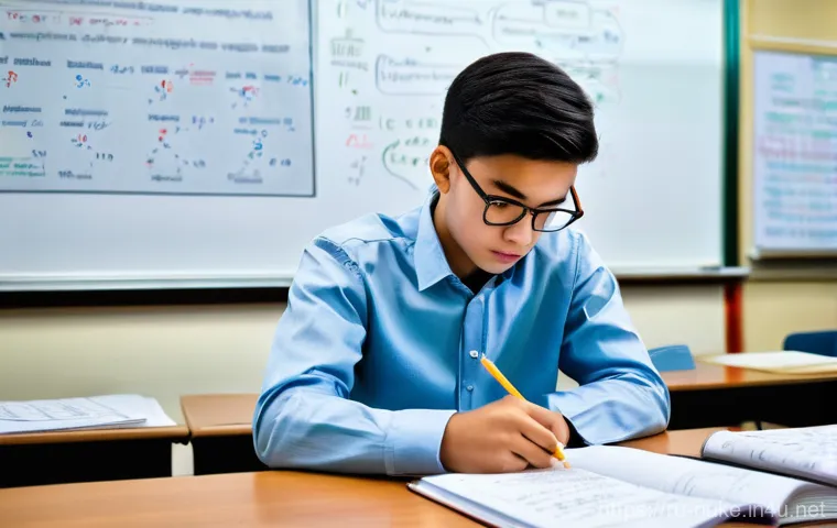 원자력 자격증 실기 시험 준비법 - **Prompt:** A young, determined male student is deeply engrossed in studying complex nuclear physics...