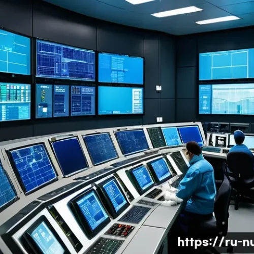 Home 33 원자력 발전소 주요 중점 과목 정리 - A detailed cross-sectional illustration of a modern nuclear power plant control room in Russia, show...