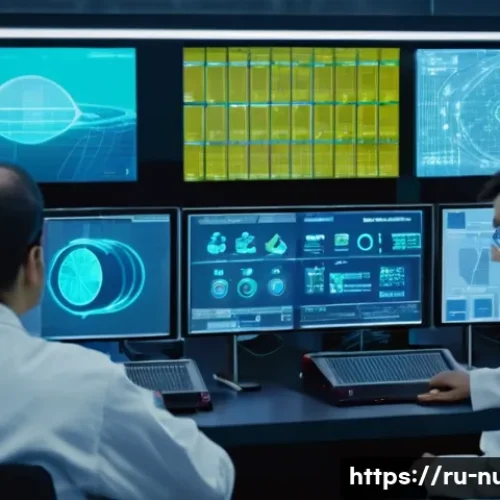 Home 31 원자력 엔지니어 협동 프로젝트 사례 - A high-tech international nuclear research laboratory featuring diverse engineers and scientists fro...
