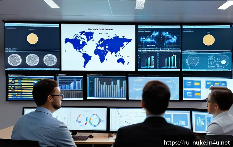 원자력 엔지니어들의 커뮤니티 활동 - A highly detailed, professional setting showing an international nuclear engineering online webinar ...